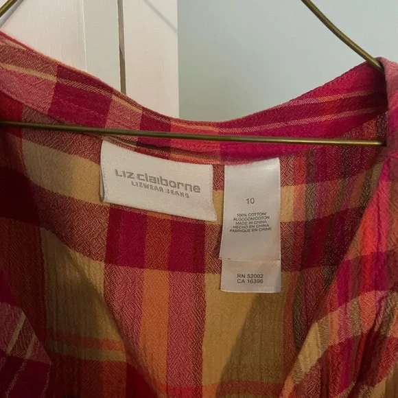 Liz Claiborne Red and Tan Sheath Dress Sleeveless Casual - Picture 2 of 2